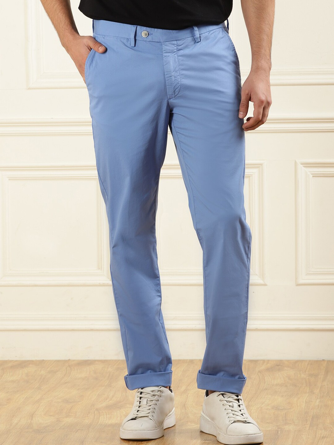 

HACKETT LONDON Men Mid-Rise Cotton Trousers, Blue