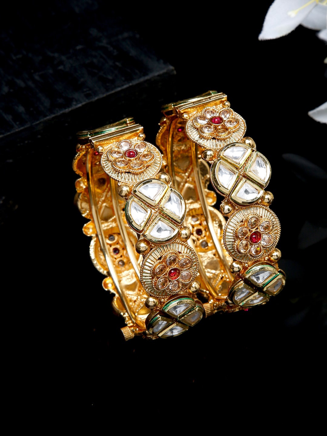 

YouBella Set Of 2 Gold-Plated & Stones-Studded Bangles