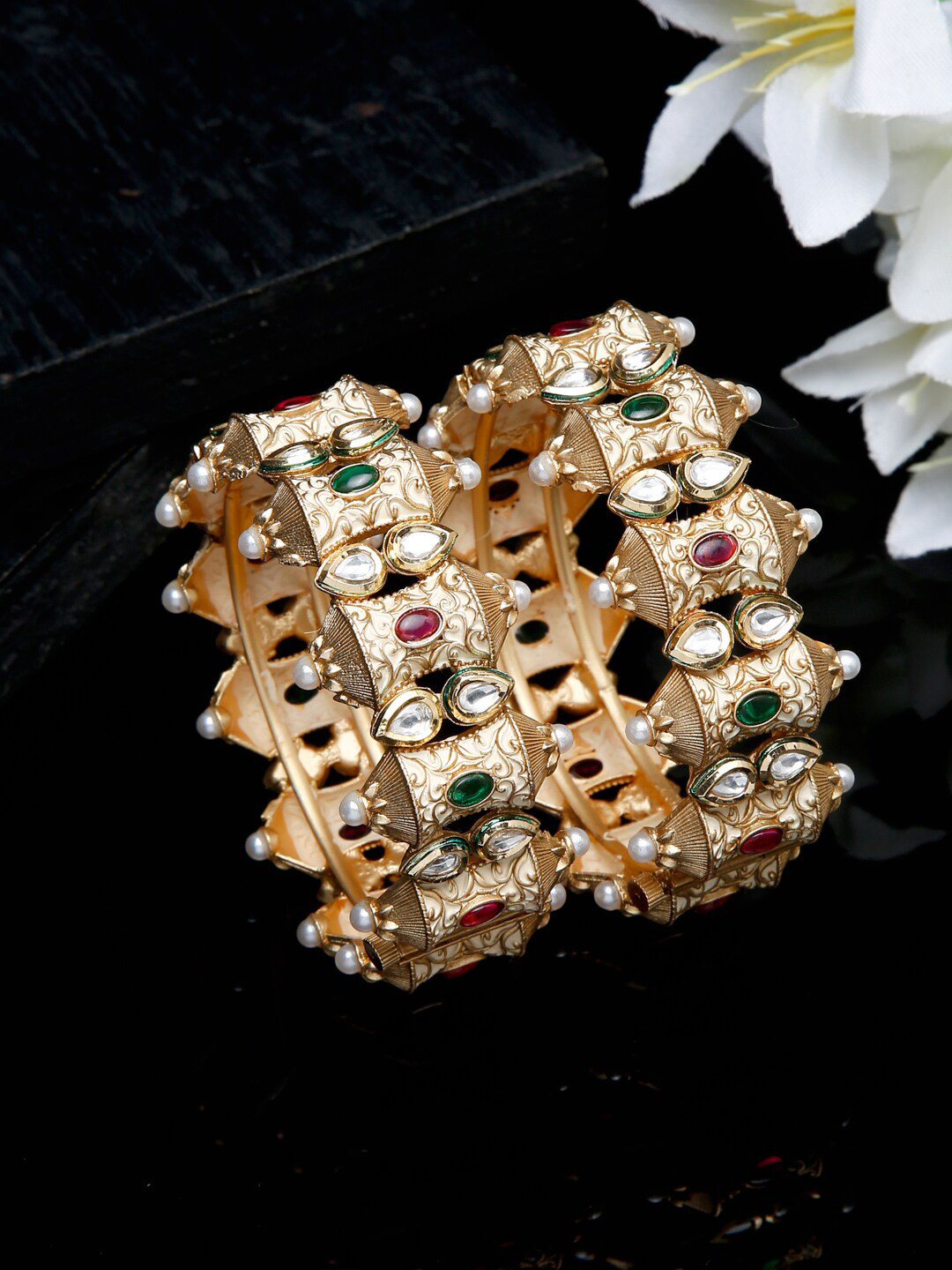 

YouBella Set Of 2 Gold-Plated & Stone-Studded Bangles