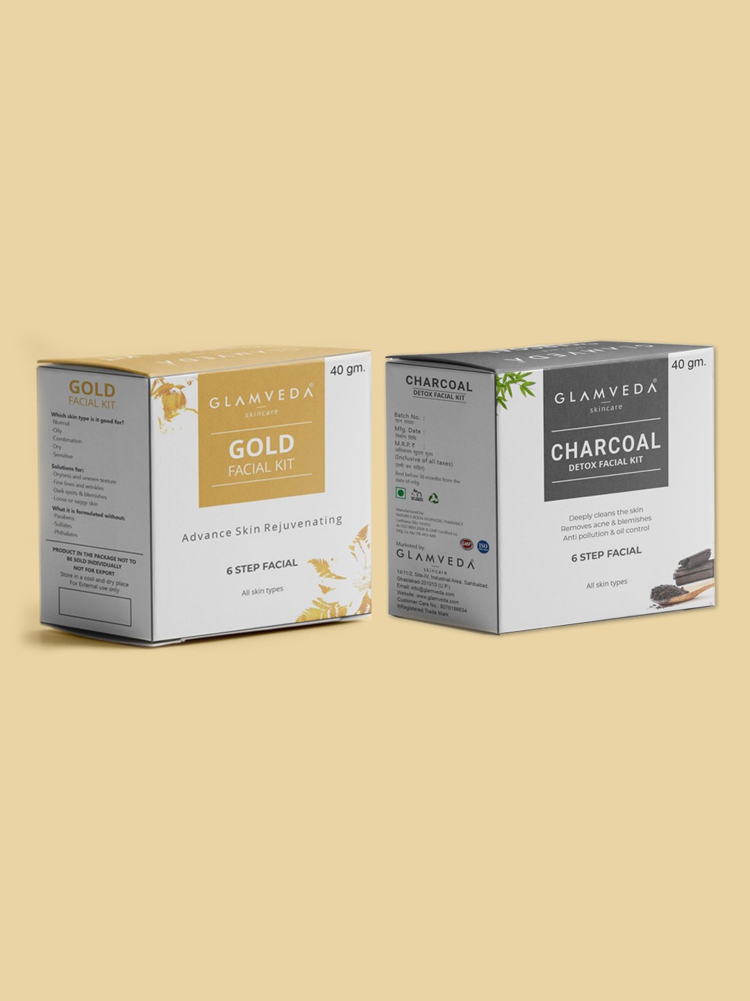 

GLAMVEDA Pack of 2 Gold & Detox Facial Kits, Yellow