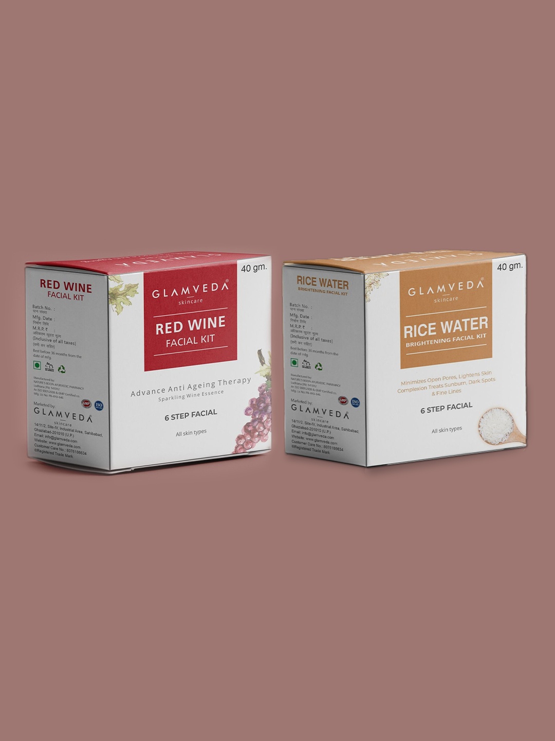 

GLAMVEDA Women Set of 2 Facial Kits, Red