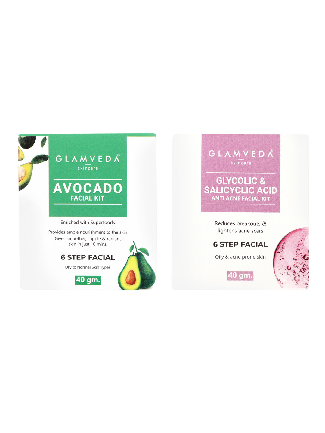 

GLAMVEDA Pack of 2 Avocado & Glycolic Acid Facial Kits, Green