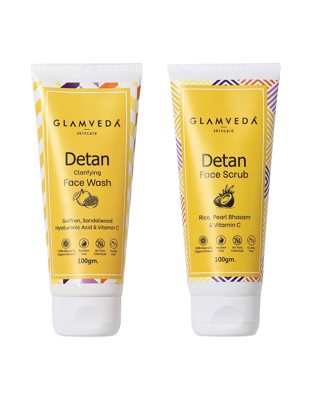 

GLAMVEDA Combo Of Detan Face Wash & Face Scrub 100g each, Yellow