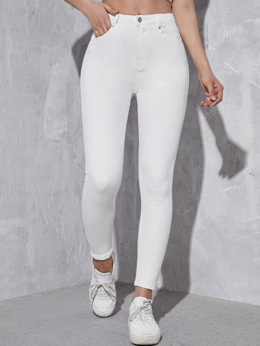 

BAESD Women Mid-Rise Slim Fit Clean Look Jeans, White