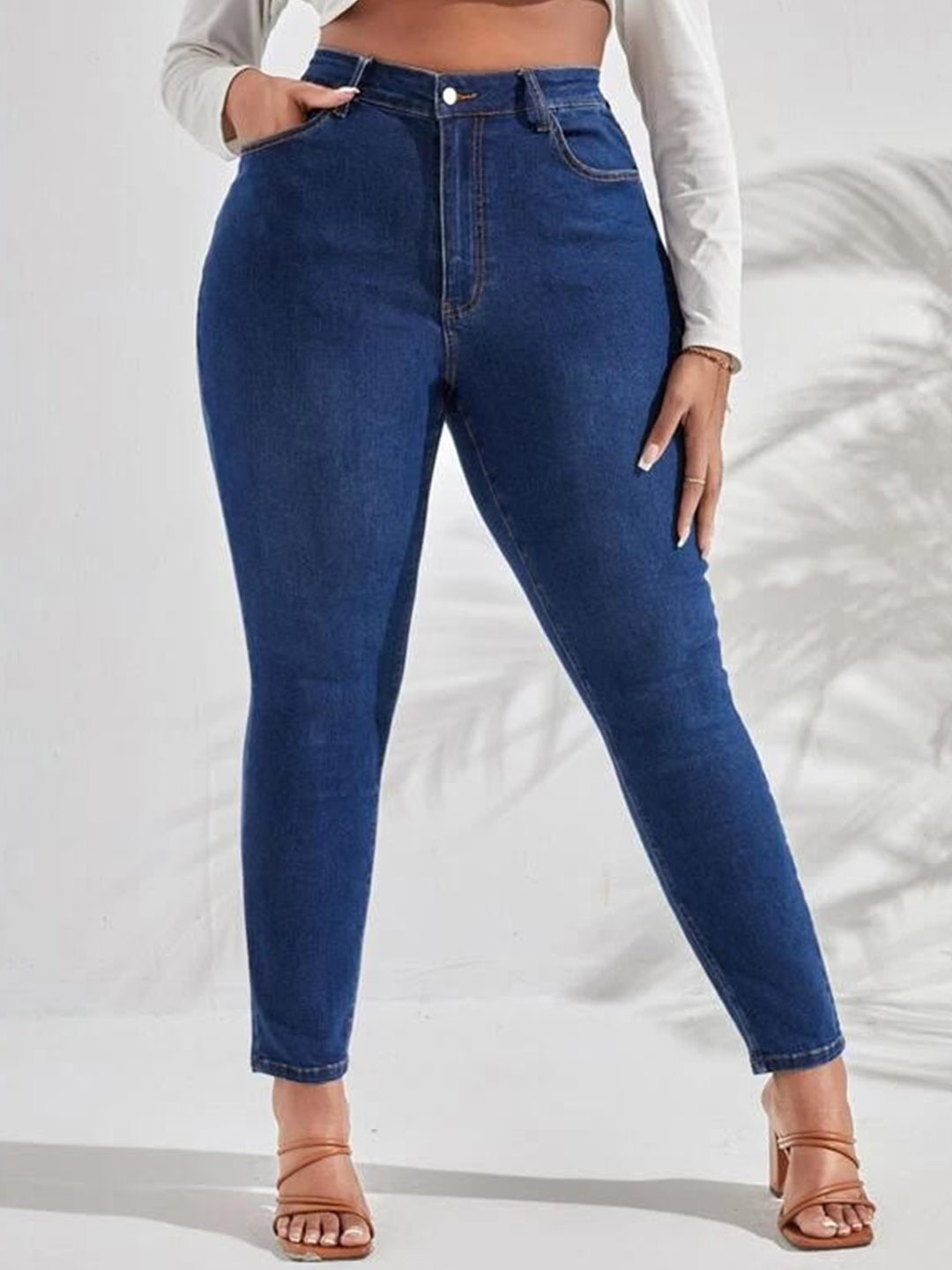 

BAESD Women Slim Fit Clean Look Cropped Jeans, Blue