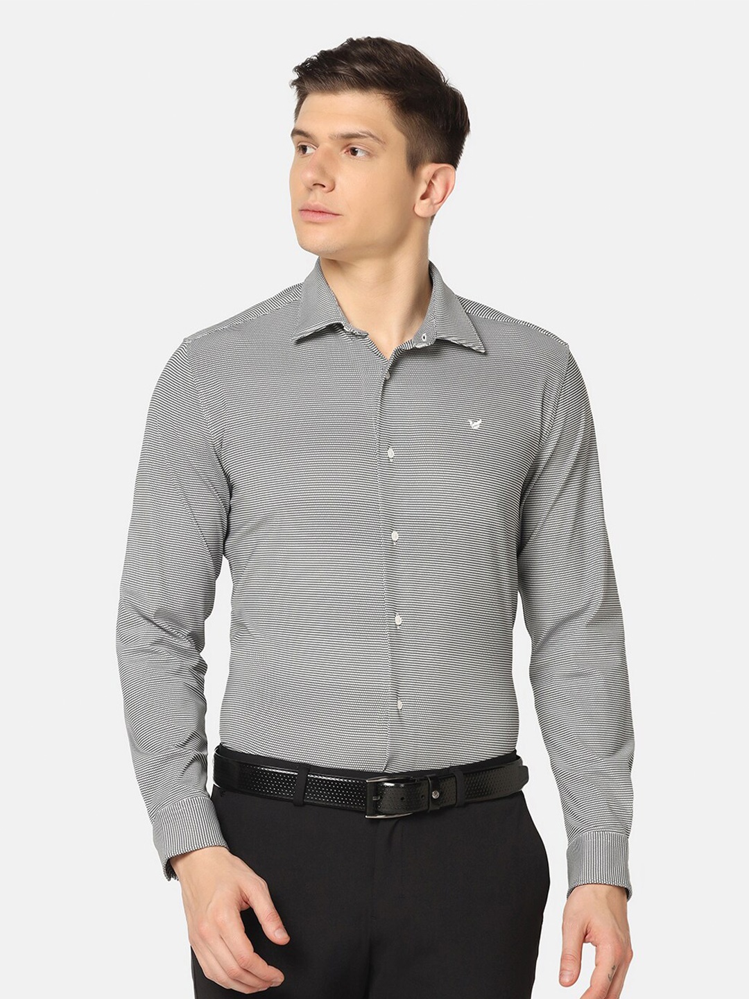 

Blackberrys TechPro Men Grey Textured Formal Shirts