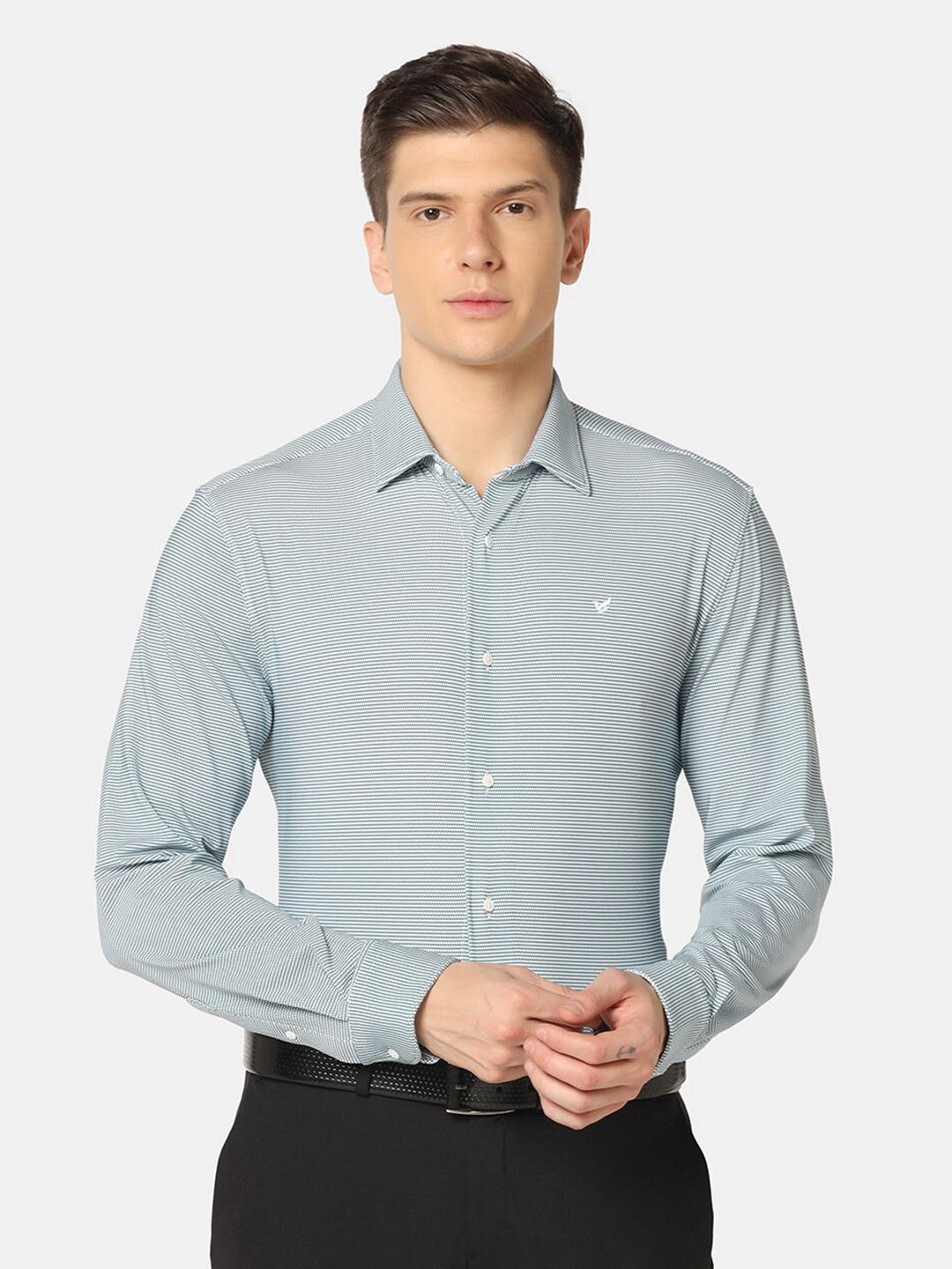 

Blackberrys TechPro Men Teal Printed Formal Shirts
