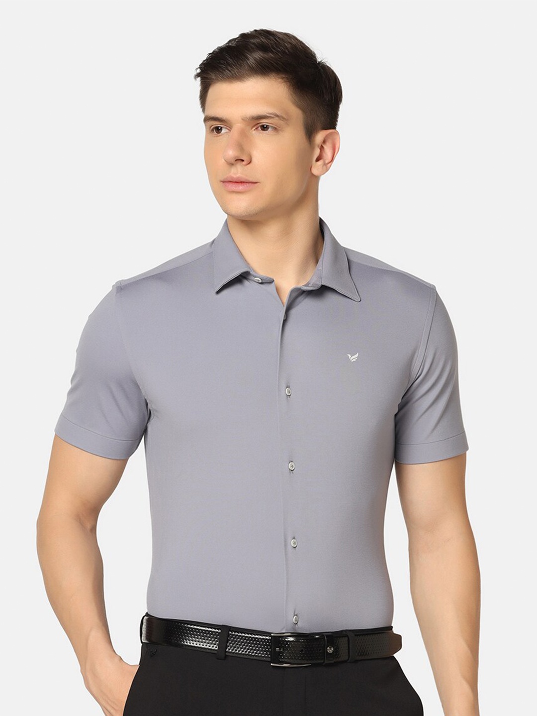 

Blackberrys TechPro Men Half Sleeve Grey Solid Formal Shirts