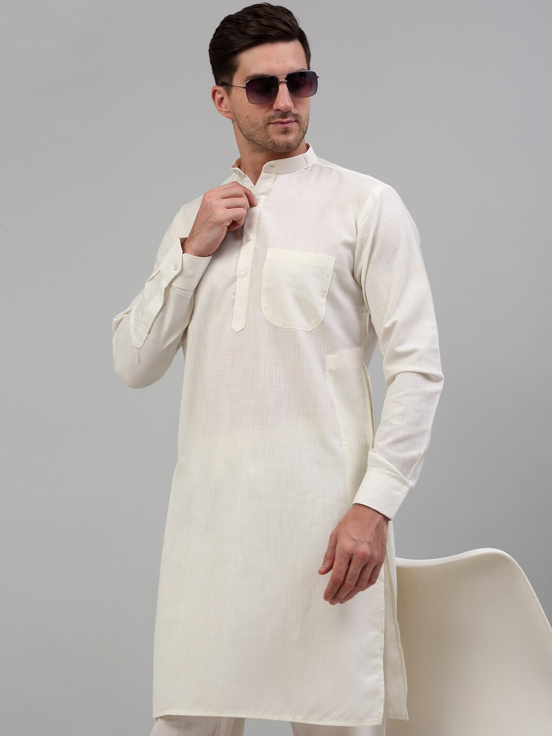 

Jompers Mandarin Collar Kurta, Off white