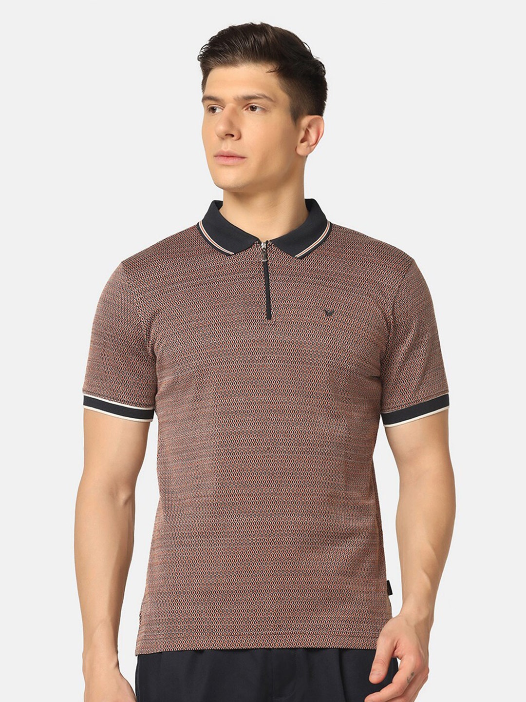 

Blackberrys Conversational Printed Polo Collar Slim Fit Pure Cotton T-shirt, Brown