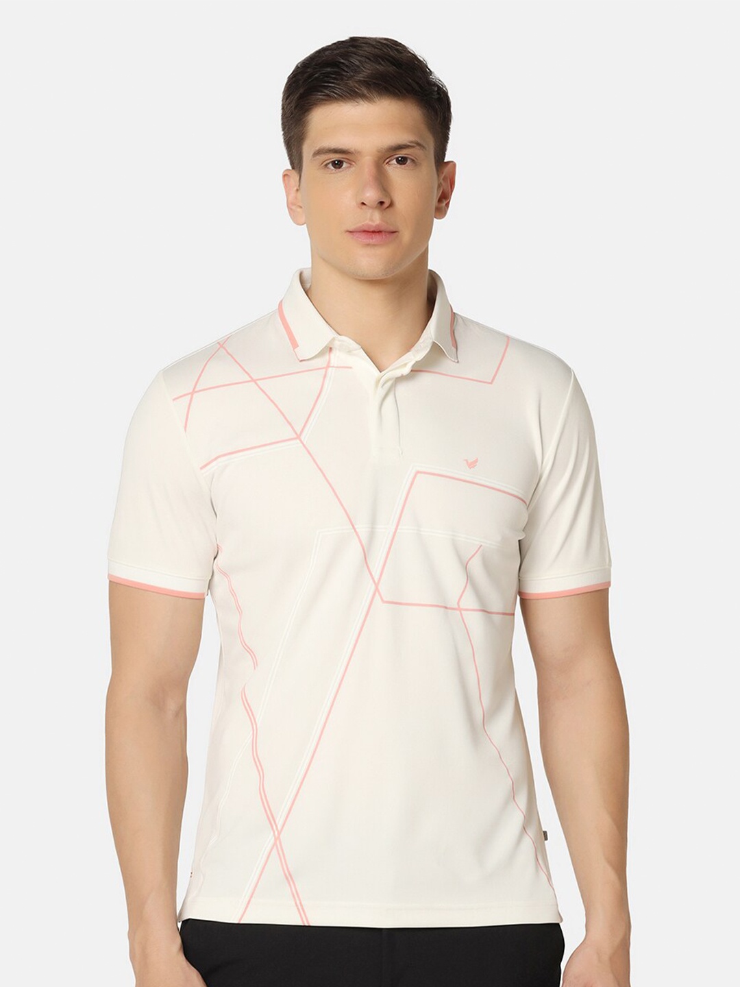 

Blackberrys Geometric Printed Polo Collar Slim Fit T-shirt, Cream