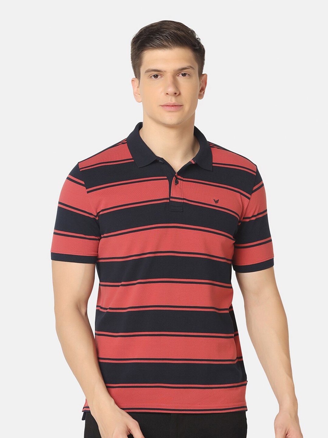 

Blackberrys Striped Polo Collar Slim Fit T-shirt, Red