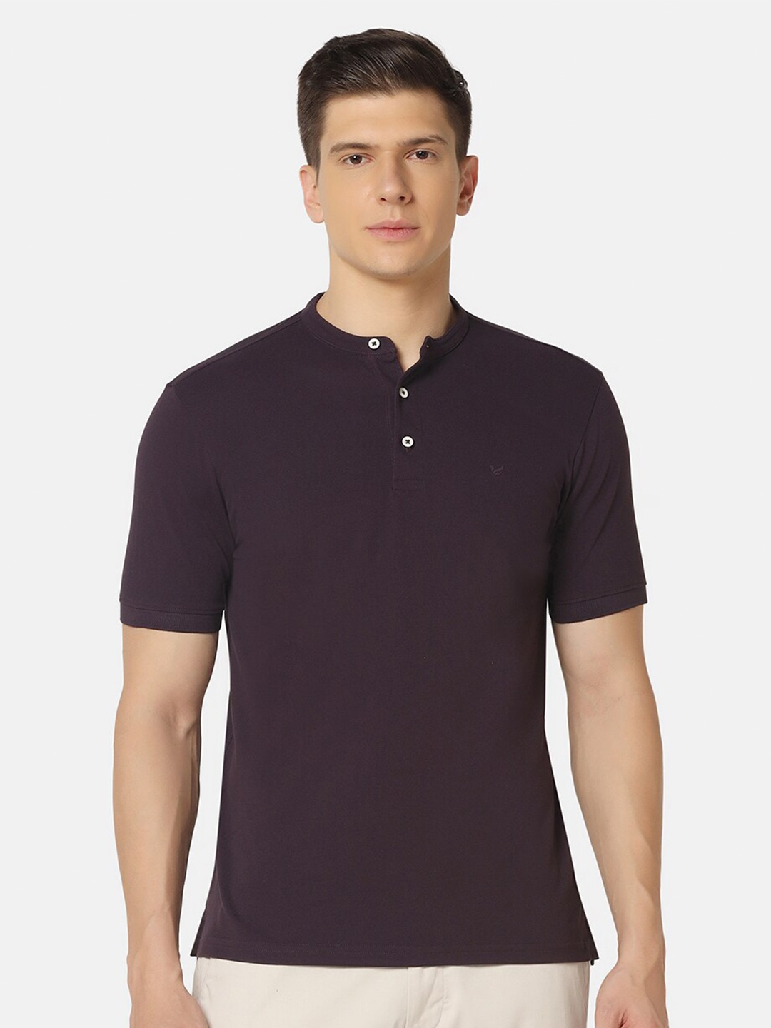 

Blackberrys Henley Collar Slim Fit Cotton T-Shirt, Purple