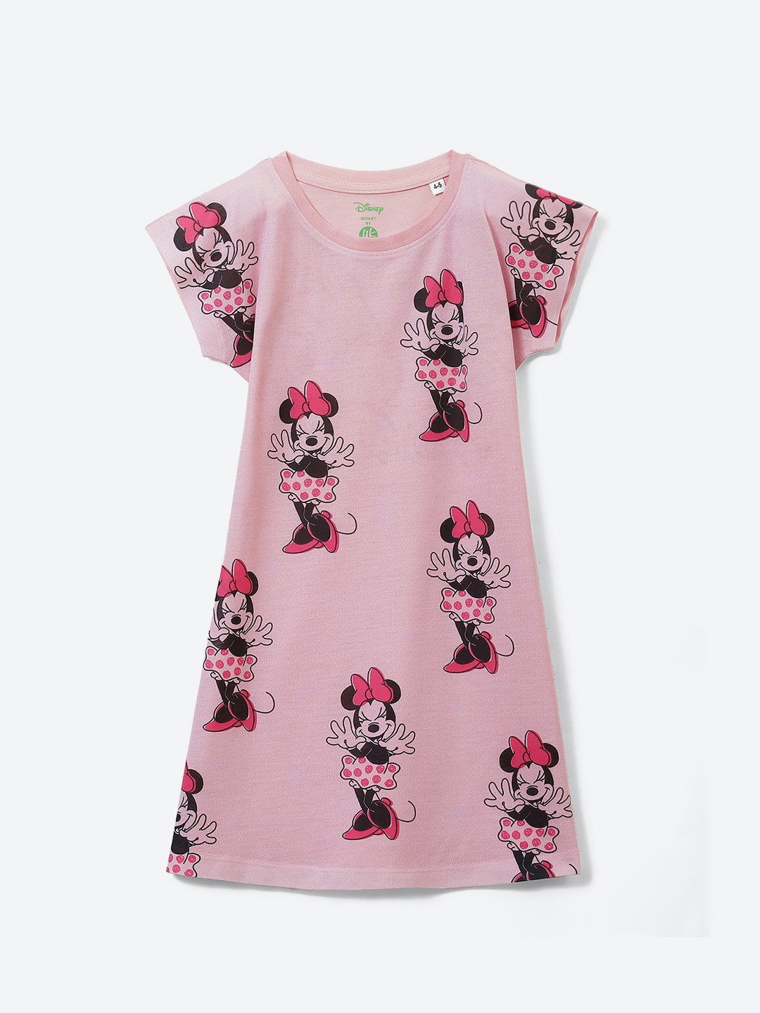 

YK Disney Girls Minnie Mouse Printed Cotton A-Line Dress, Pink