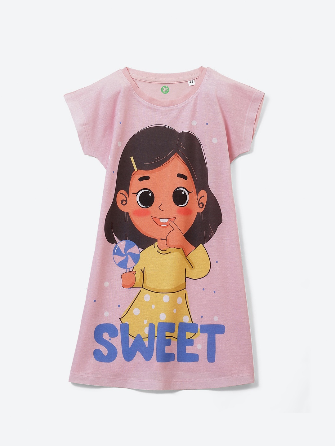 

YK Disney Girls Graphic Printed Cotton A-Line Dress, Pink
