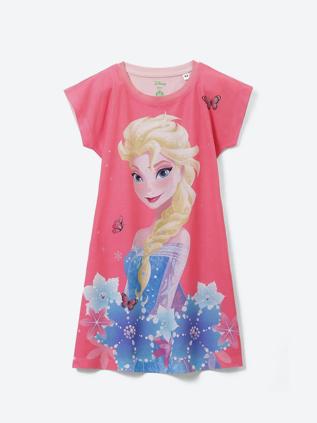 

YK Disney Girls Elsa Printed Cotton A-Line Dress, Pink