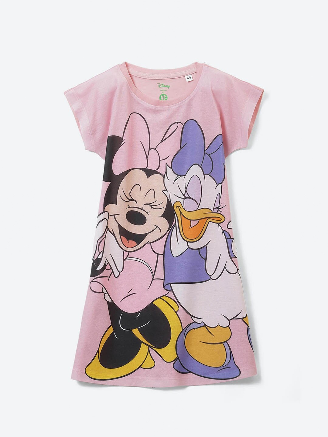 

YK Disney Girls Minnie Mouse Printed Cotton A-Line Dress, Pink