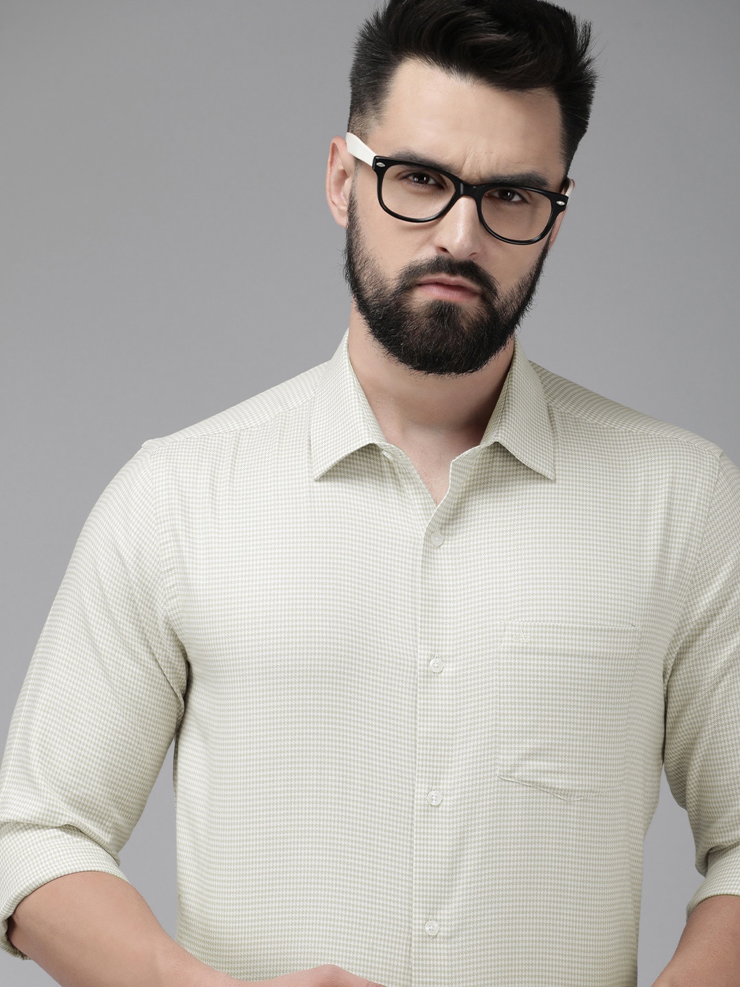 

Arrow Self Design Classic Fit Pure Cotton Formal Shirt, Beige