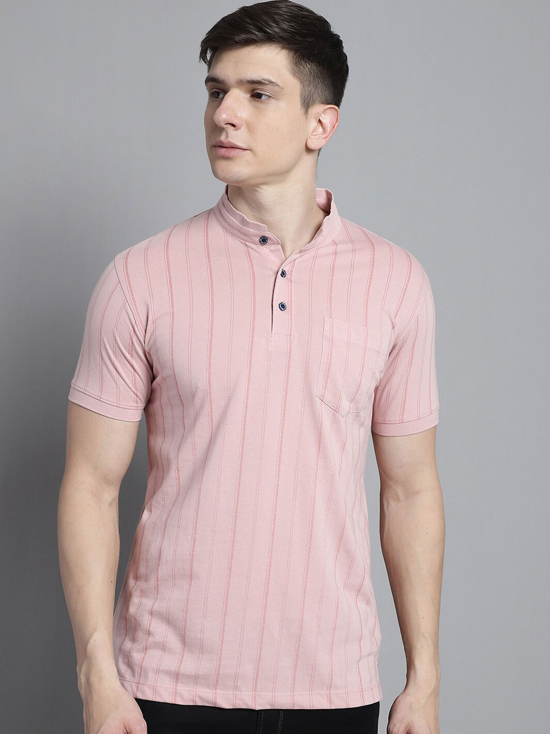 

VENITIAN Striped Cotton T-shirt, Pink