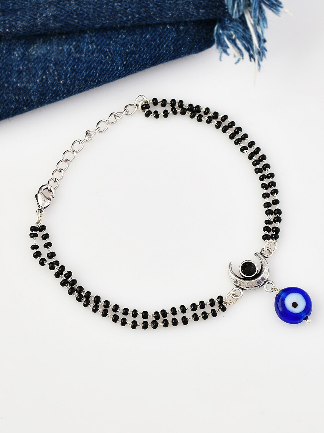 

Voylla Women Silver-Plated Evil Eye Charm Bracelet