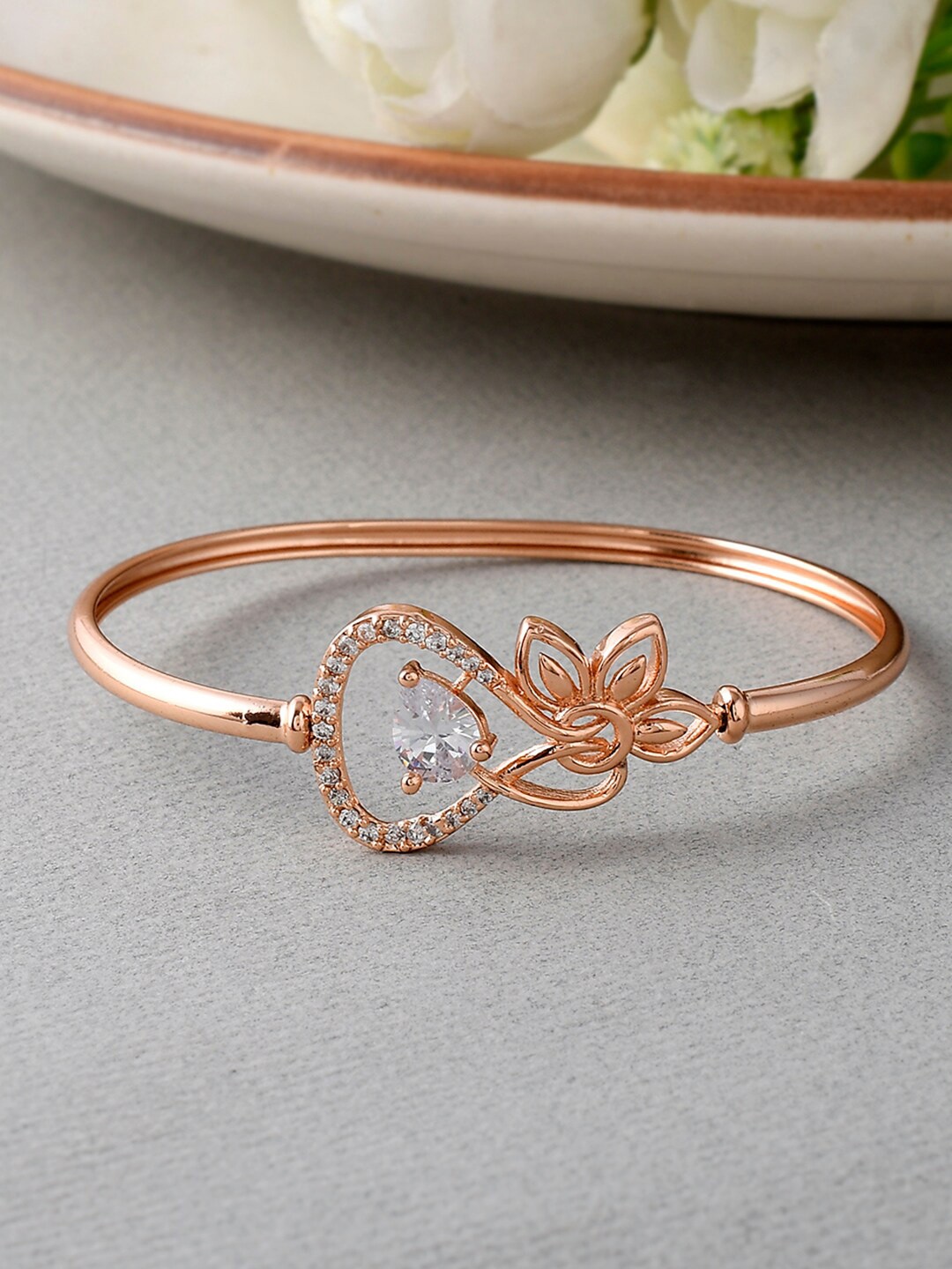 

Voylla Women Rose Gold-Plated Cubic Zirconia Cuff Bracelet