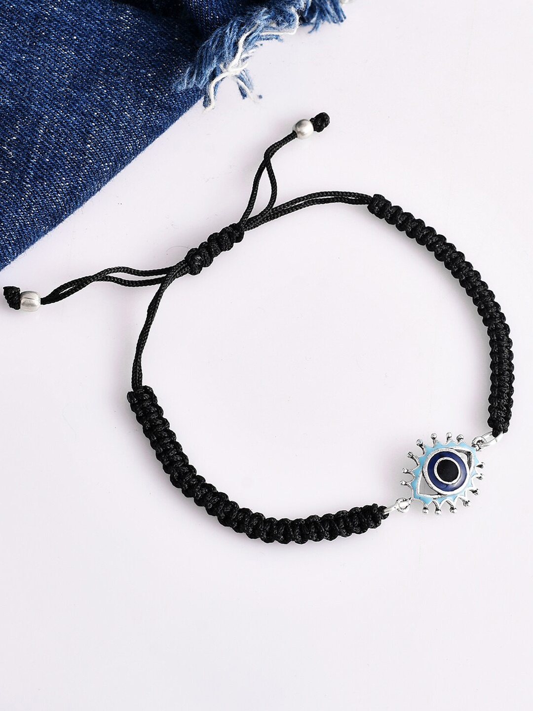 

Voylla Women Brass Silver-Plated Oxidized Wraparound Bracelet