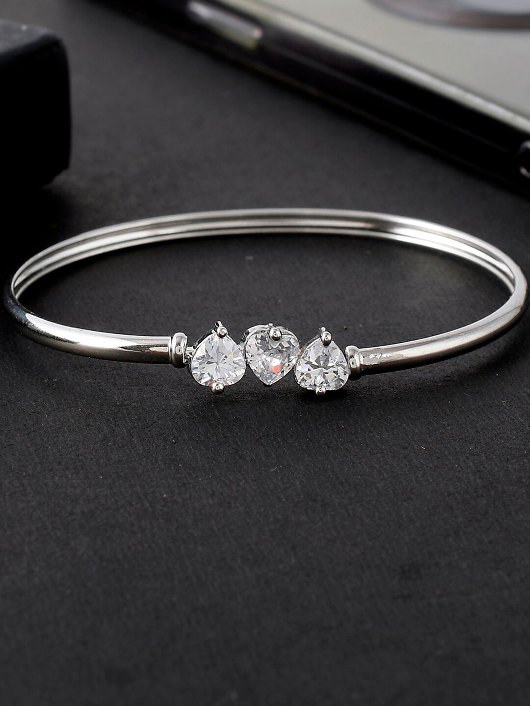 

Voylla Rhodium-Plated Kada Bracelet, Silver