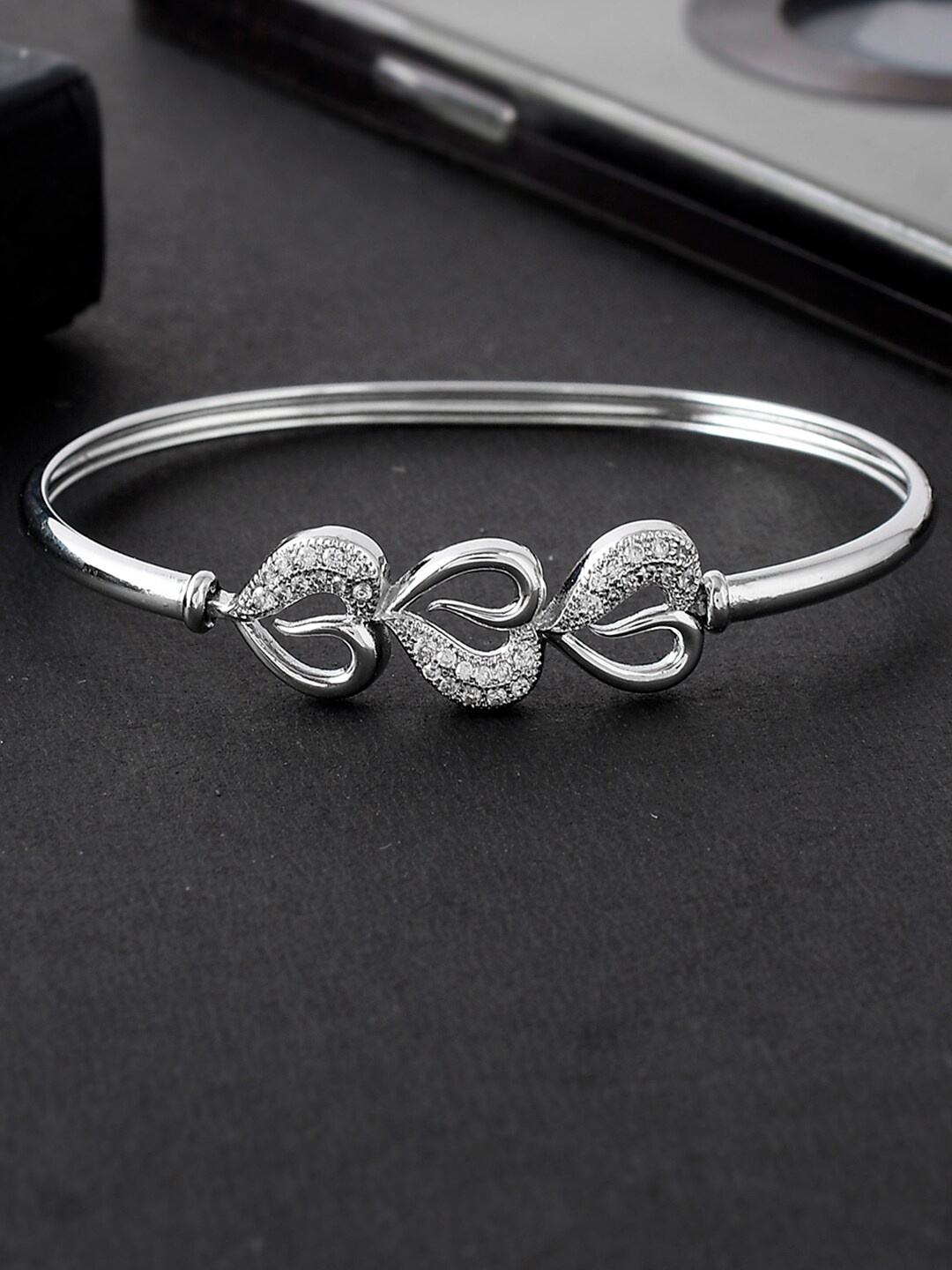 

Voylla Rhodium-Plated Kada Bracelet, Silver