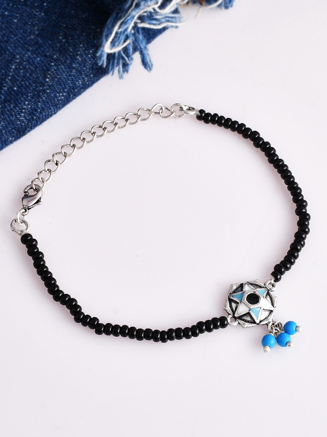 

Voylla Silver-Plated Beaded Link Bracelet