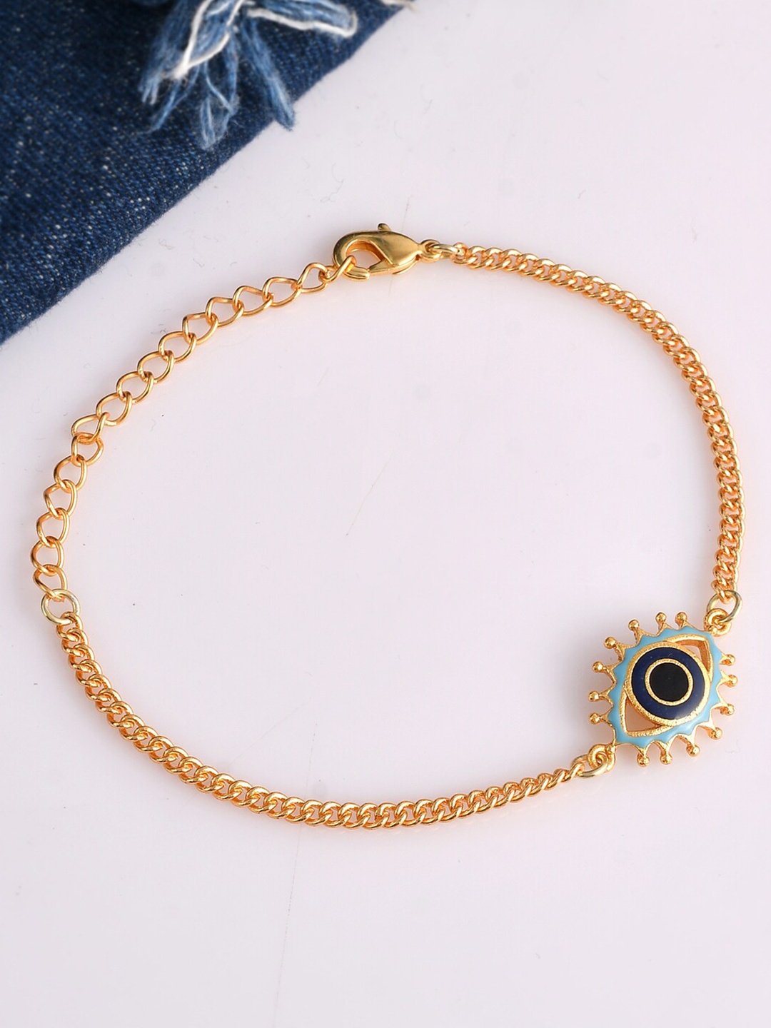 

Voylla Gold-Plated Evil Eye Motif Link Bracelet