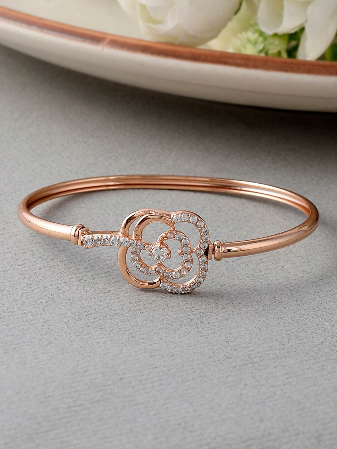 

Voylla Rose Gold-Plated Cubic Zirconia Kada Bracelet