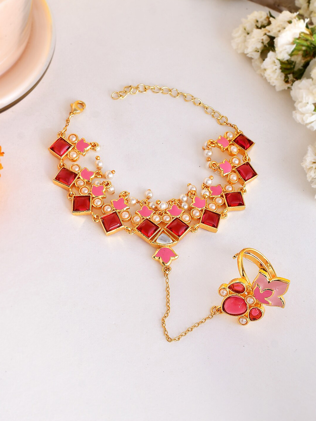 

Voylla Gold-Plated Ring Bracelet