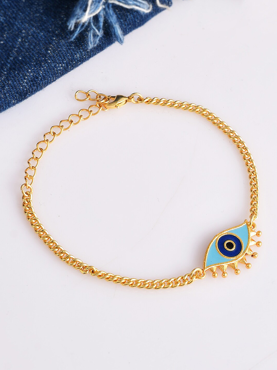 

Voylla Women Gold-Plated Evil Eye Enamelled Link Bracelet
