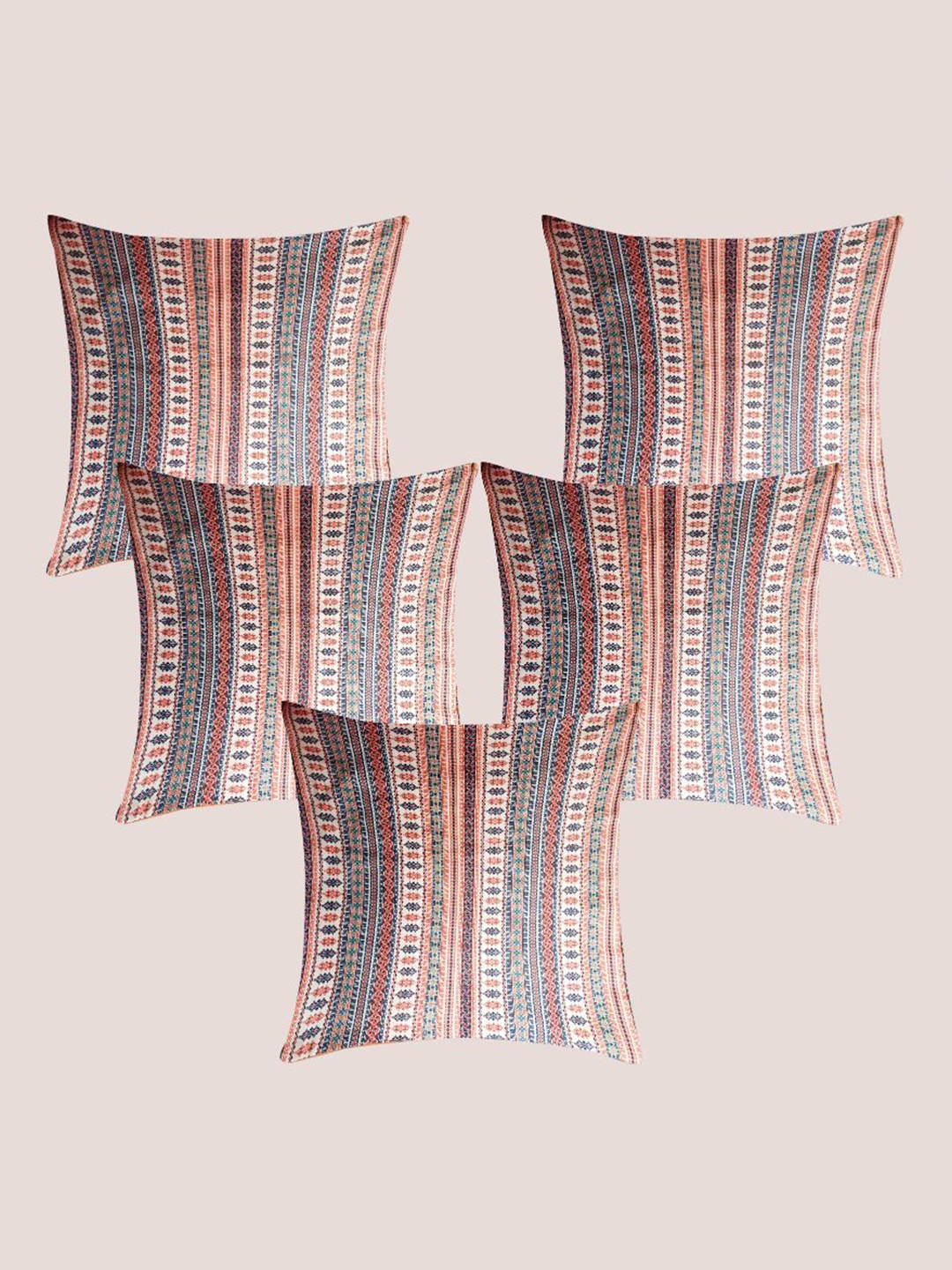 

Molcha Printed Magic Brown & White 5 Pieces Ethnic Motifs Square Cushion Covers