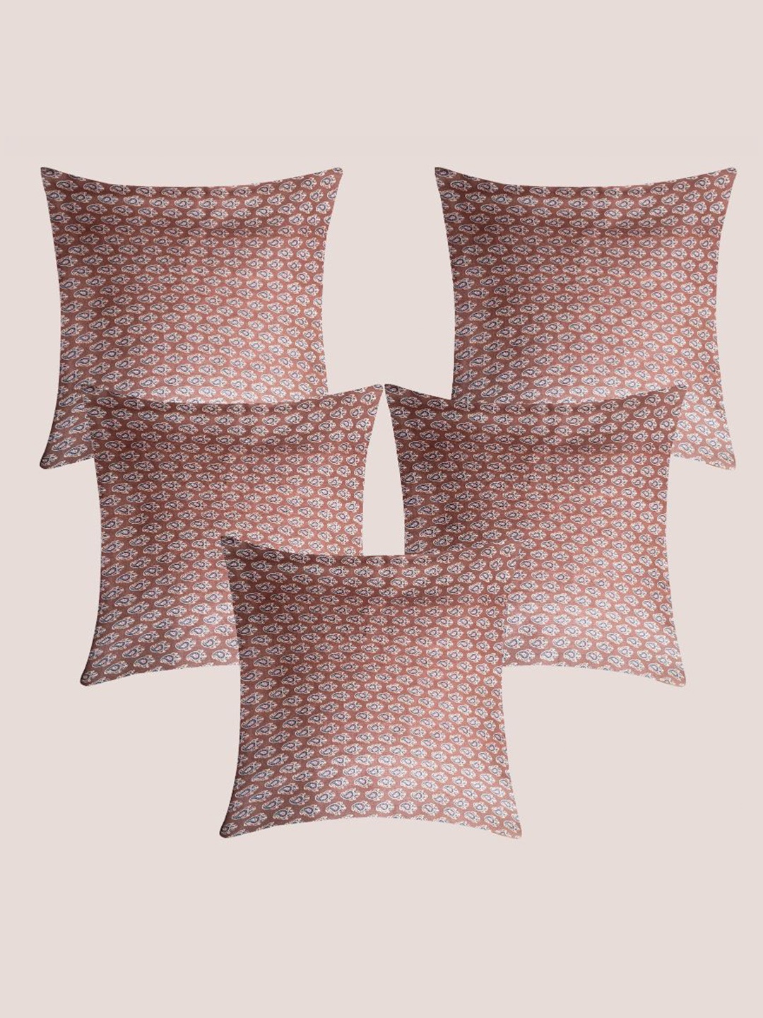 

Molcha Printed Magic Brown & Blue 5 Pieces Ethnic Motifs Square Cushion Covers