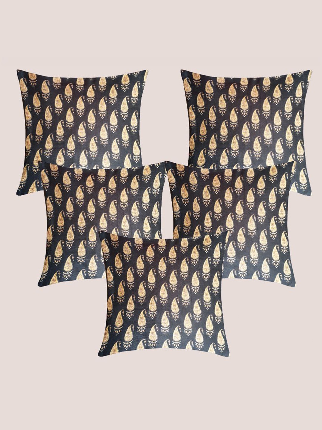 

Molcha Printed Magic Black & Beige 5 Pieces Ethnic Motifs Square Cushion Covers