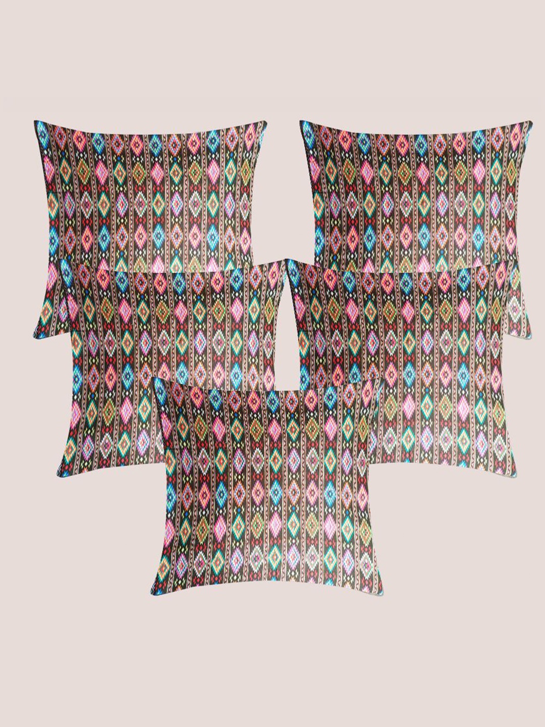 

Molcha Brown & Pink 5 Pieces Ethnic Motifs Square Cushion Covers