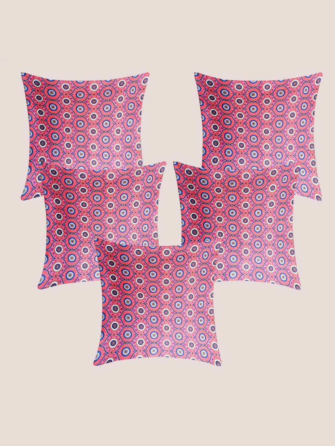

Molcha Pink & Blue 5 Pieces Ethnic Motifs Printed Cotton Square Cushion Covers
