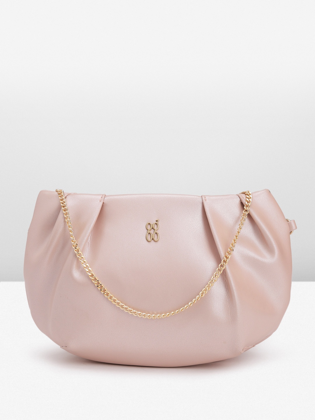 

Baggit Women Solid Purse Clutch With Pleated Detail, Rose