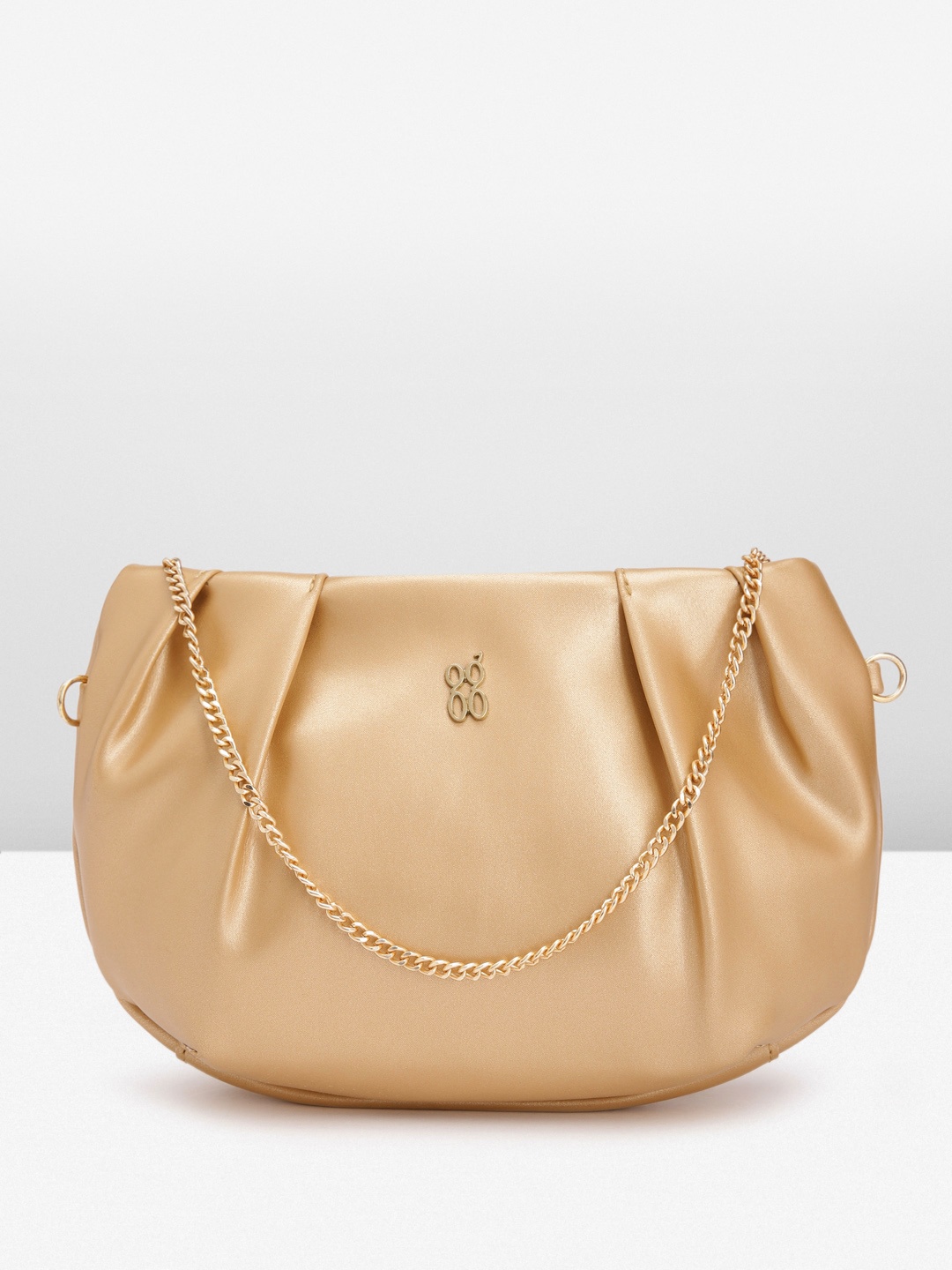 

Baggit Women Solid Purse Clutch With Pleated Detail, Gold