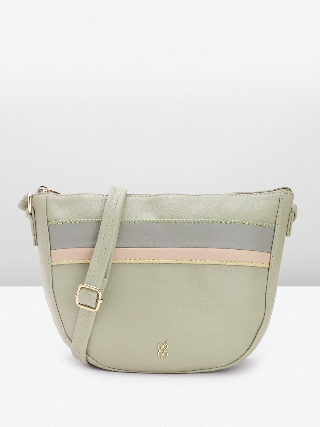 

Baggit Women Striped Sling Bag, Green