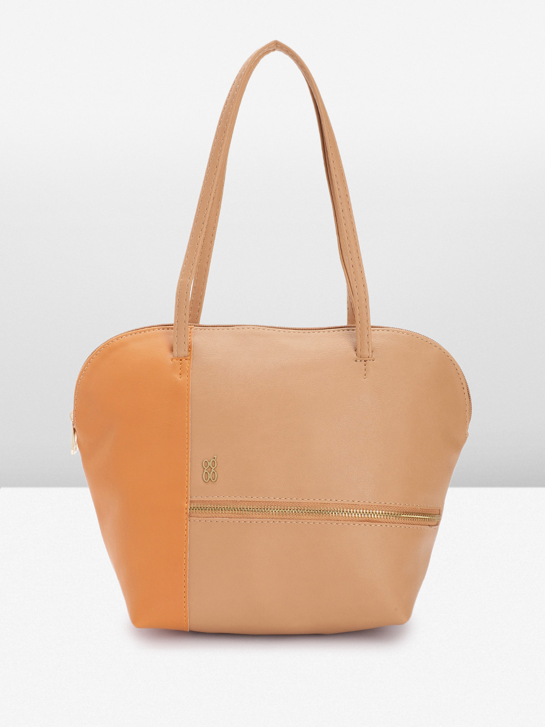

Baggit Colourblocked PU Structured Shoulder Bag With Zip Detail, Beige