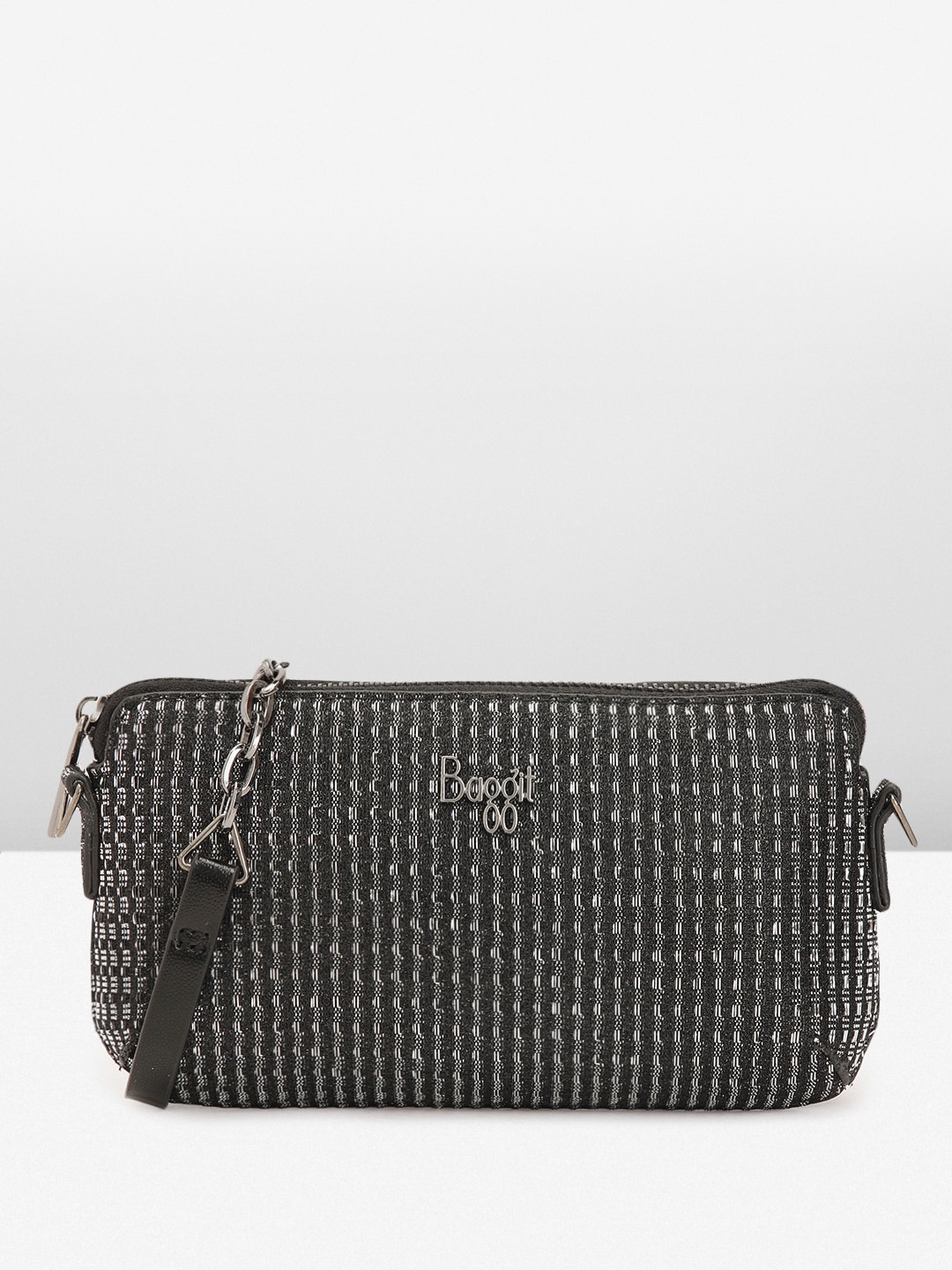 

Baggit Women Self Striped Purse Clutch, Black