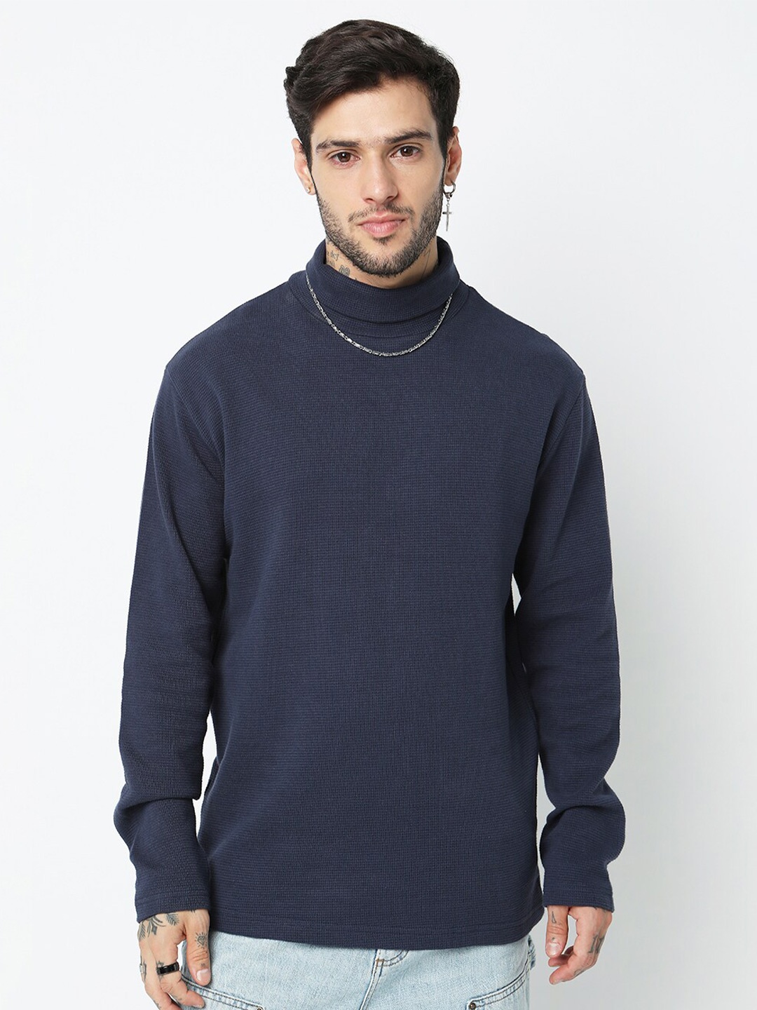 

7Shores Turtle Neck Long Sleeve Cotton Sweatshirt, Navy blue