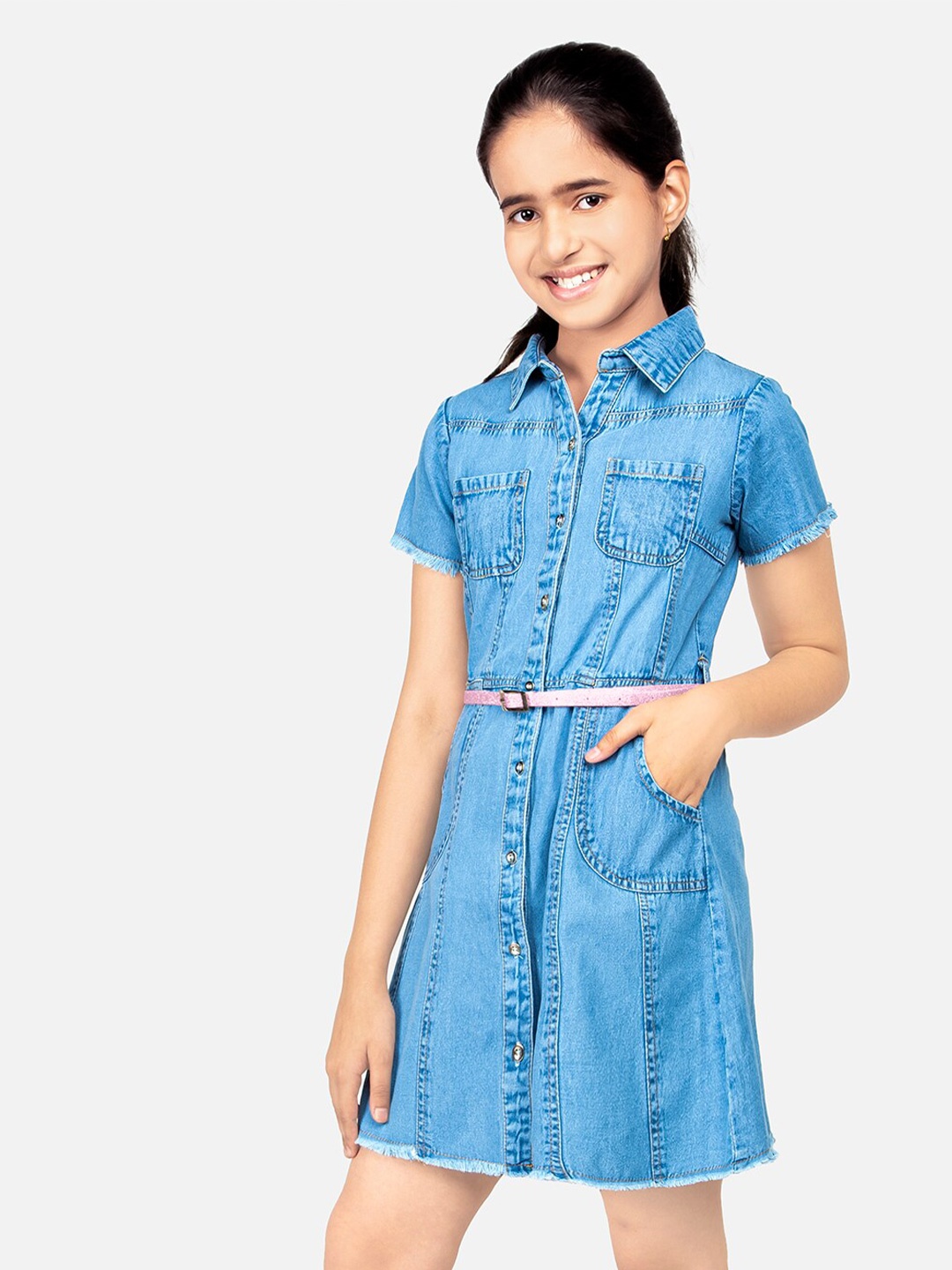 

Naughty Ninos Girls Denim Shirt Dress, Blue