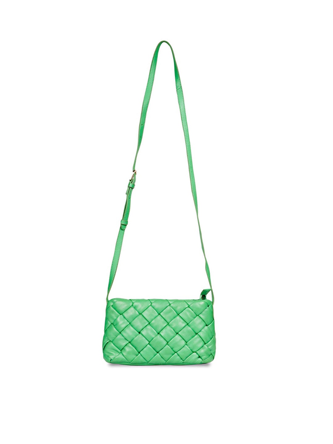 

Saint G Textured Leather Structured Sling Bag With Quilted, Green