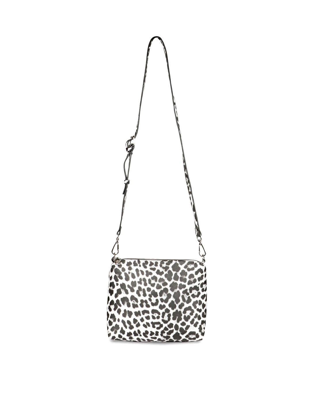

Saint G Animal Printed Leather Structured Sling Bag, Black