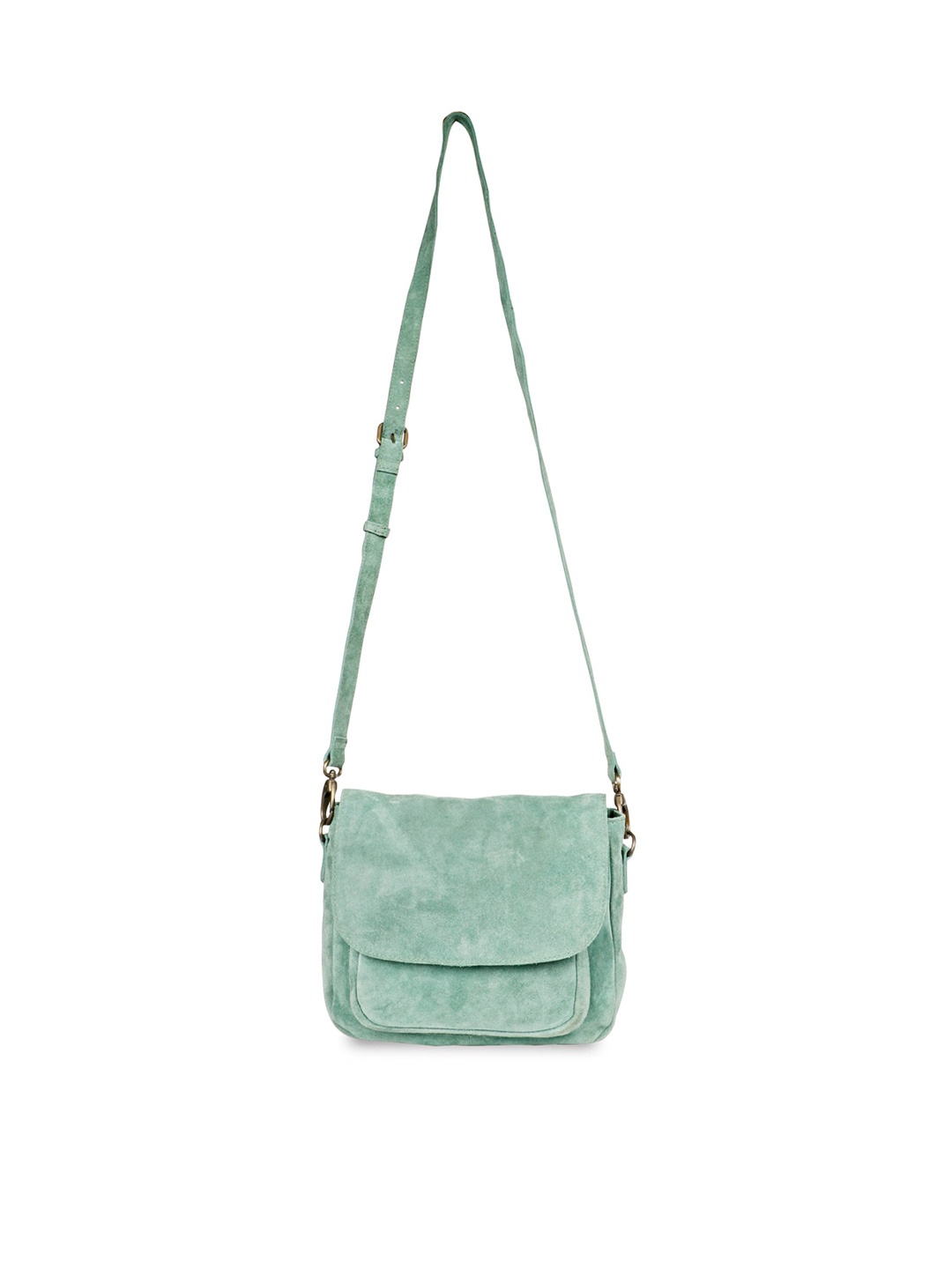 

Saint G Textured Leather Structured Sling Bag, Sea green