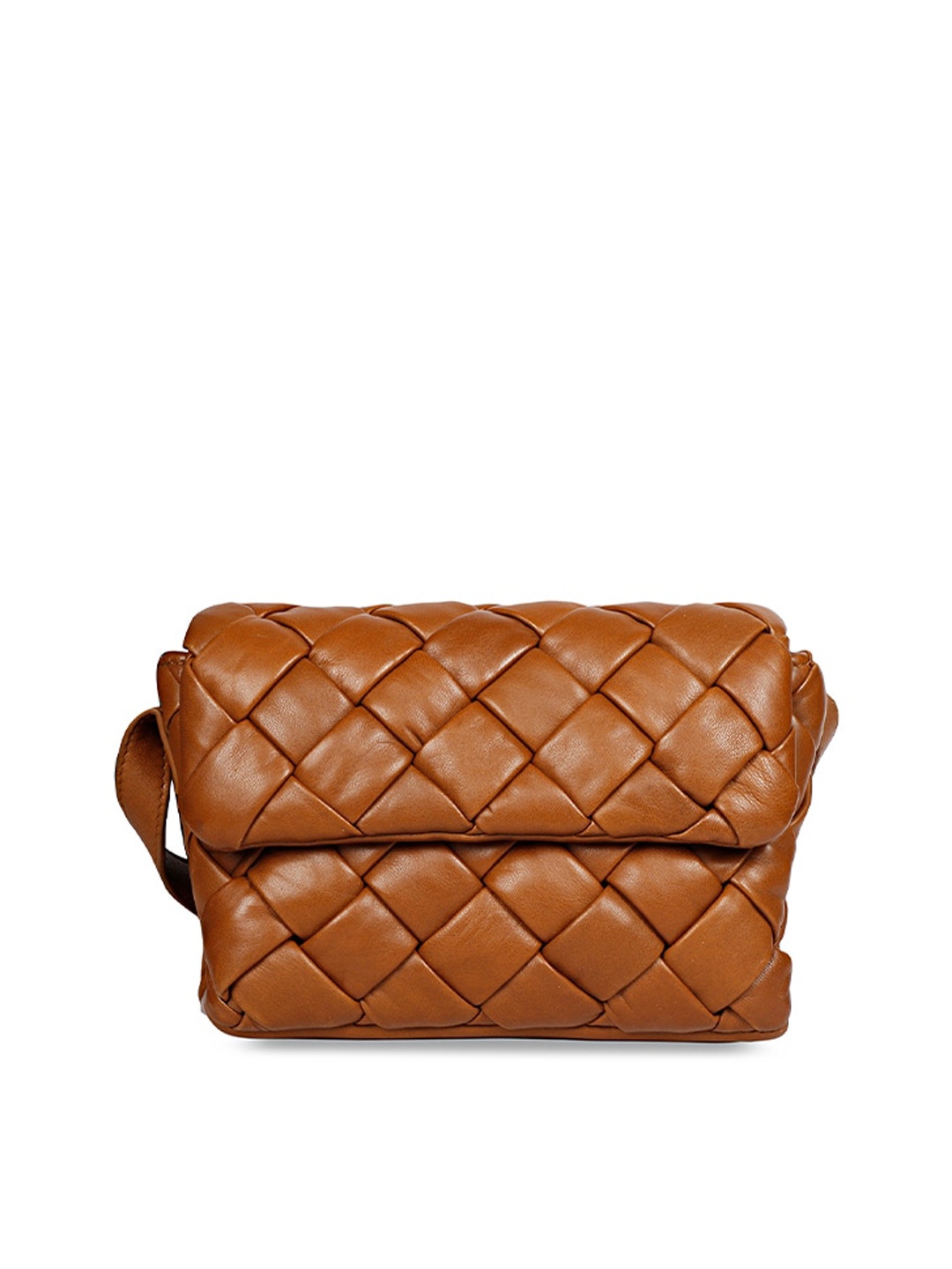 

Saint G Textured Leather Structured Sling Bag With Quilted, Brown