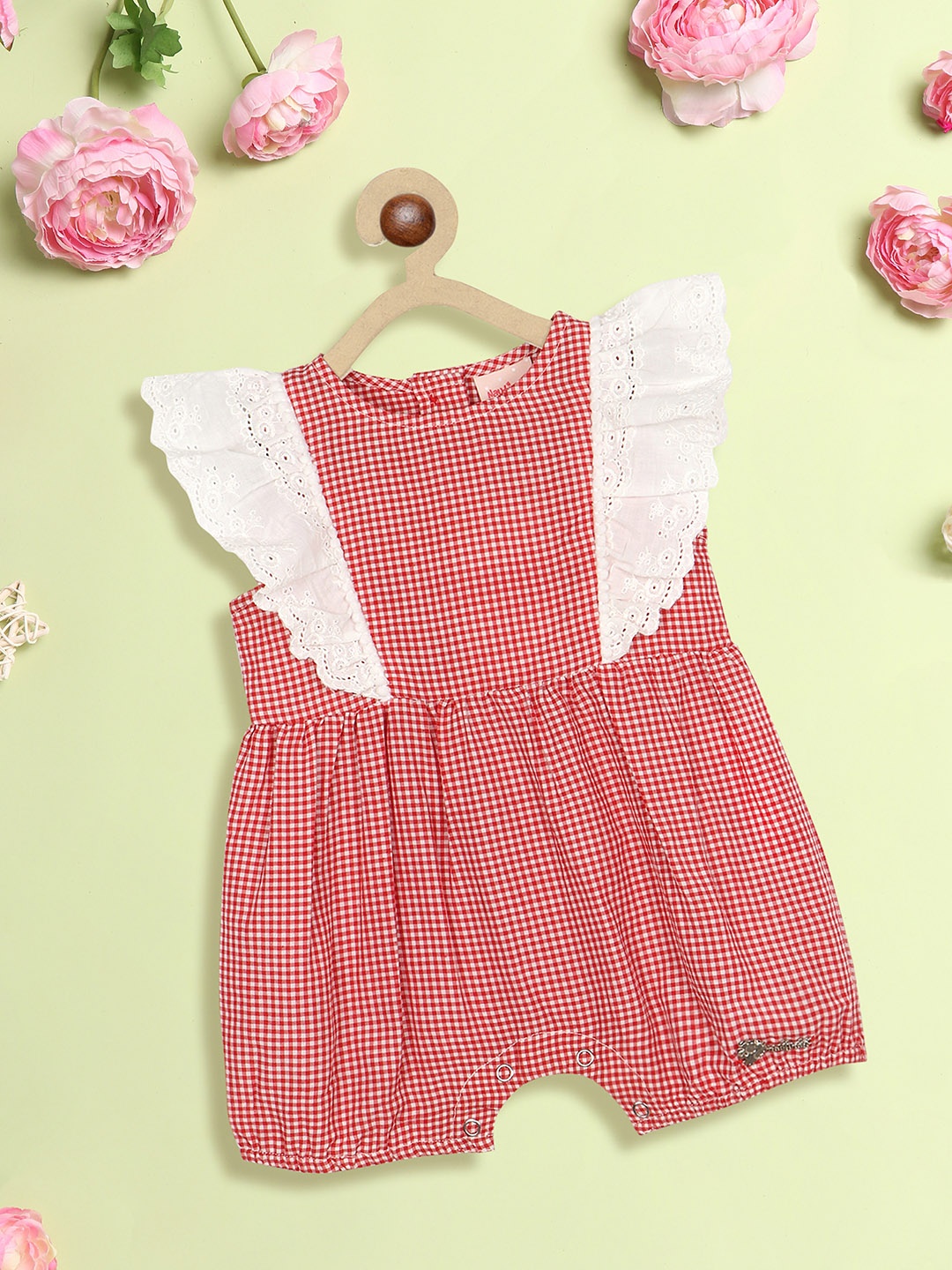 

Nauti Nati Girls Checked With Ruffles Playsuit, White